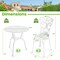 Costway 3 PCS Patio Bistro Set with Umbrella Holes Outdoor Bistro Set for Front Porch White/Green